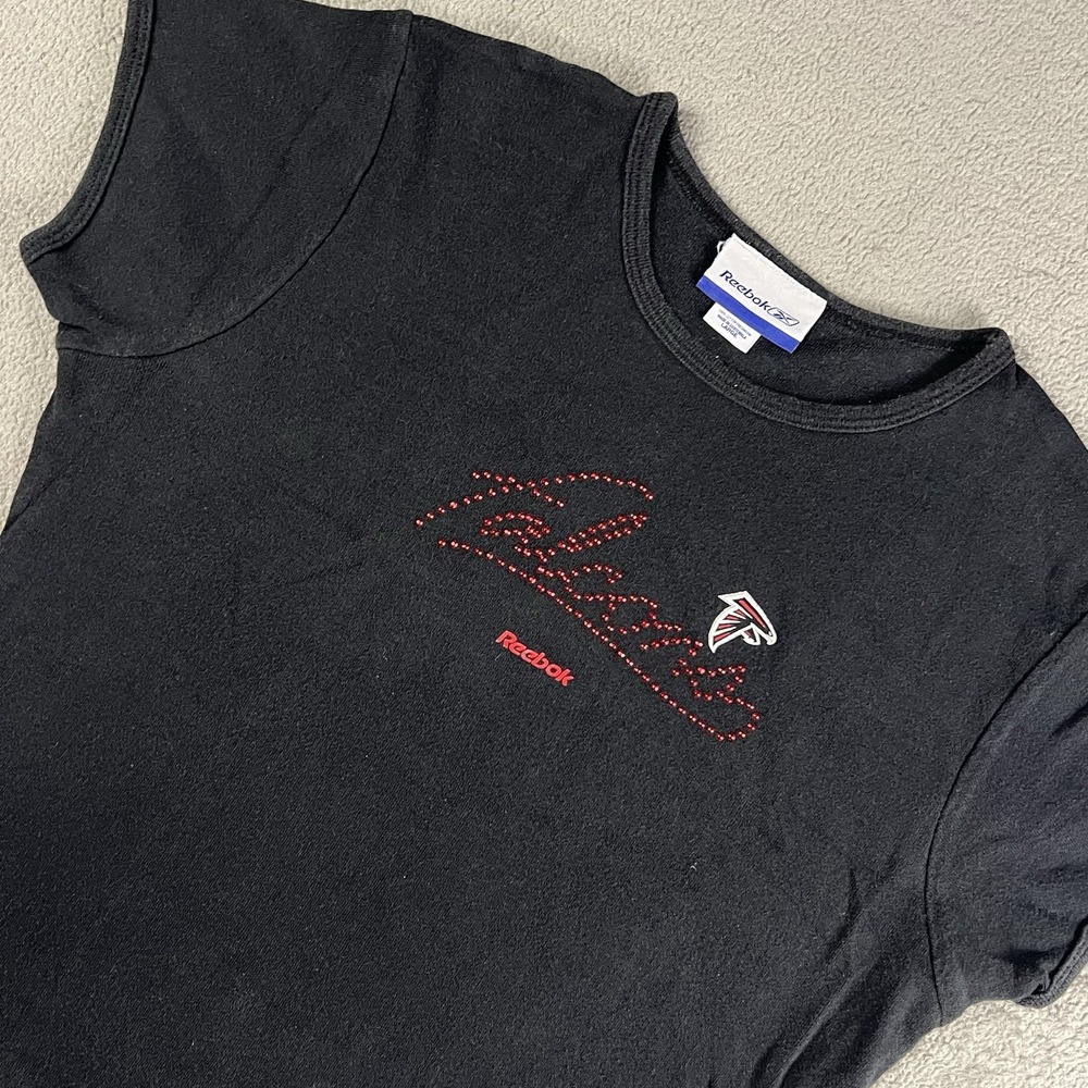 Atlanta Falcons Shirt L womens reebok vintage y2k black bling retro NFL